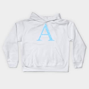 Watercolor Letter A Light Blue Kids Hoodie